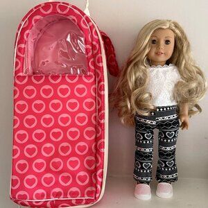 American Girl 18” Blonde Doll + Our Generation by Battat Heart Case, AG Outfit